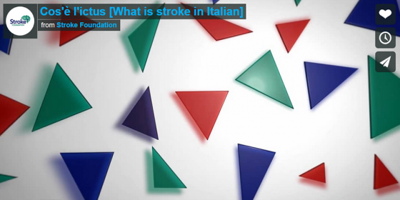 still from a stroke foundation video showing scattered red green and blue triangles