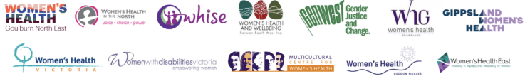 Logos of 12 Victorian Women's Health Services. 